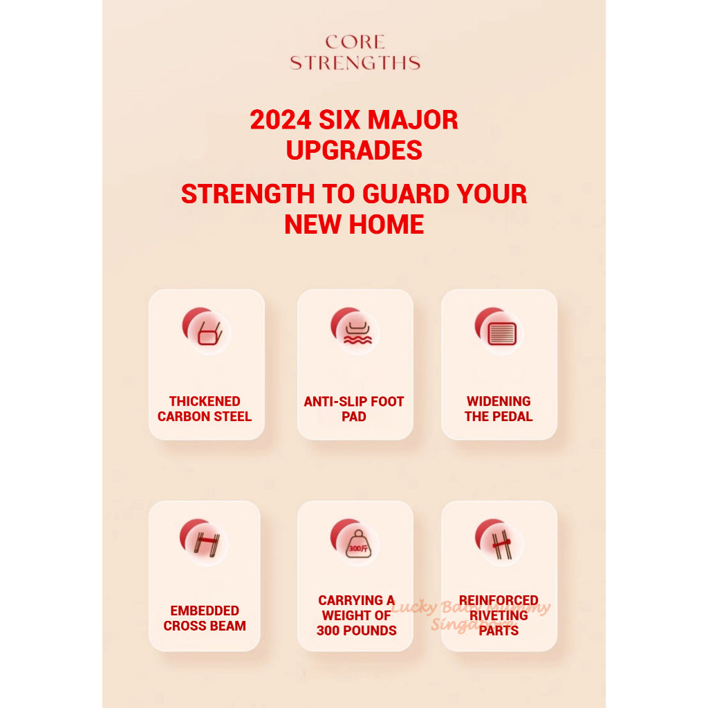 Red Folding Ladder / Lightweight Carbon Steel Ladder / Anti-Slip Lightweight Home Ladder