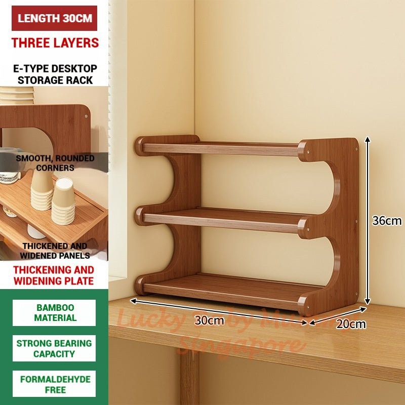 Multi-Layer Desktop Storage Rack Wood Bookshelf Kitchen Organizer Office & Home Cup Holder Shelf