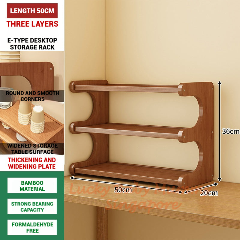 Multi-Layer Desktop Storage Rack Wood Bookshelf Kitchen Organizer Office & Home Cup Holder Shelf
