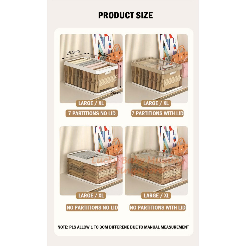 Pants Storage Drawer with Removable Partition