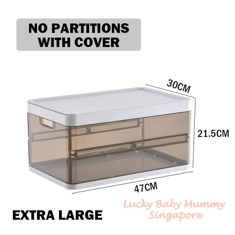 Stackable Pull-Out Storage Box with Removable Divider