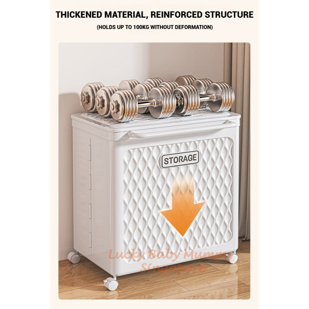 Free Installation Toys Storage Box with Lid & Movable Laundry Basket Plush Doll Organizer For Kids