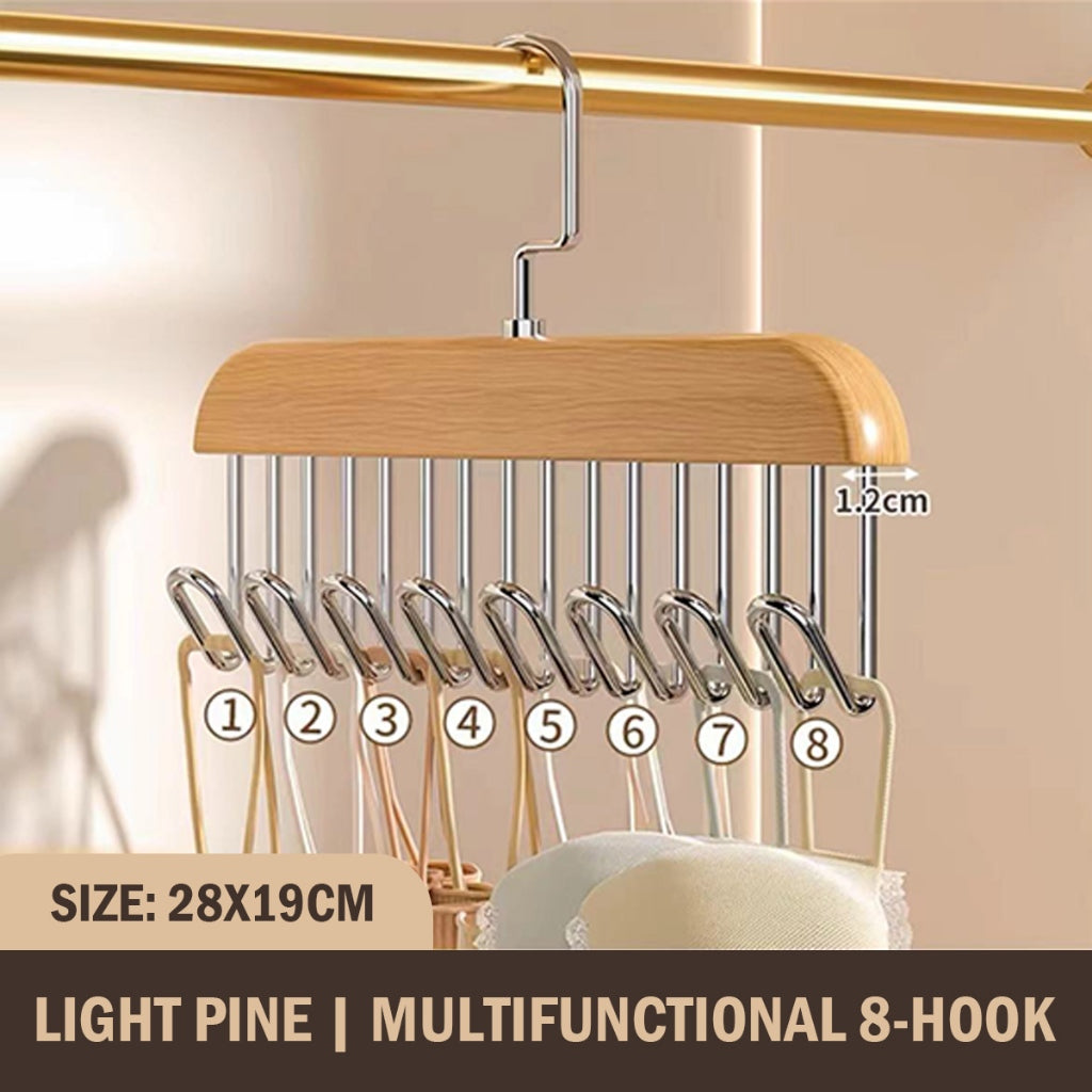 Wave Pants Hanger Multifunctional Wood Rotatable Hook Space Saving Hat Pants Sock Garment Storage Household