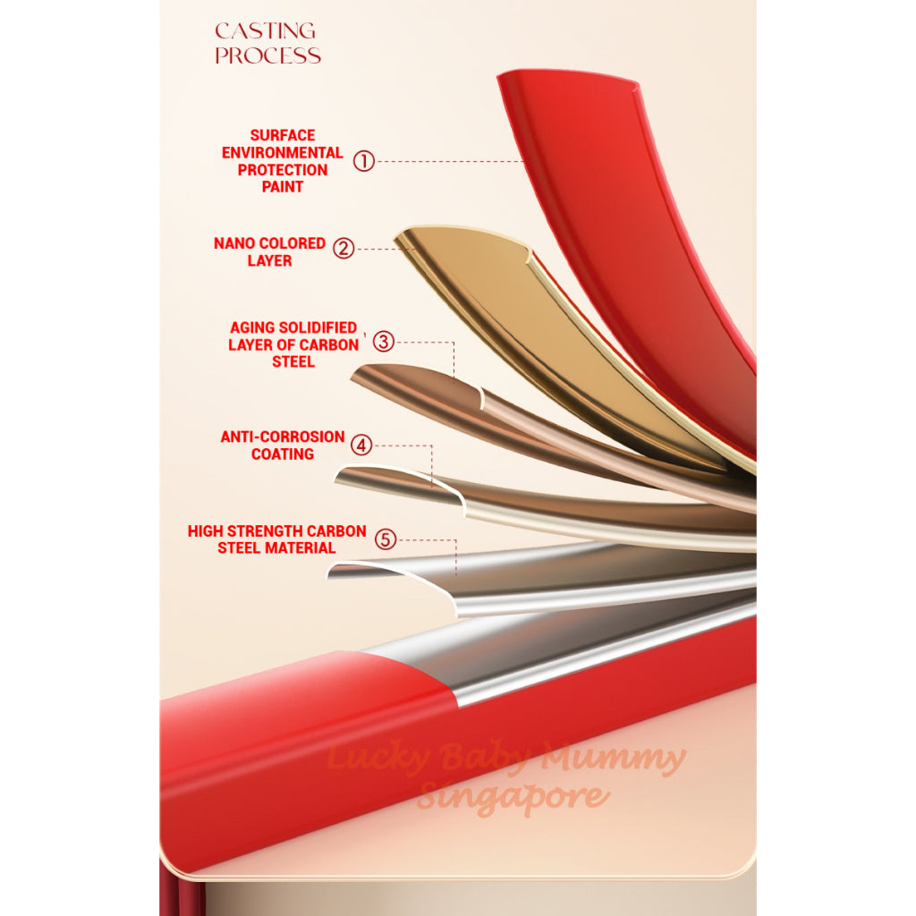 Red Folding Ladder / Lightweight Carbon Steel Ladder / Anti-Slip Lightweight Home Ladder