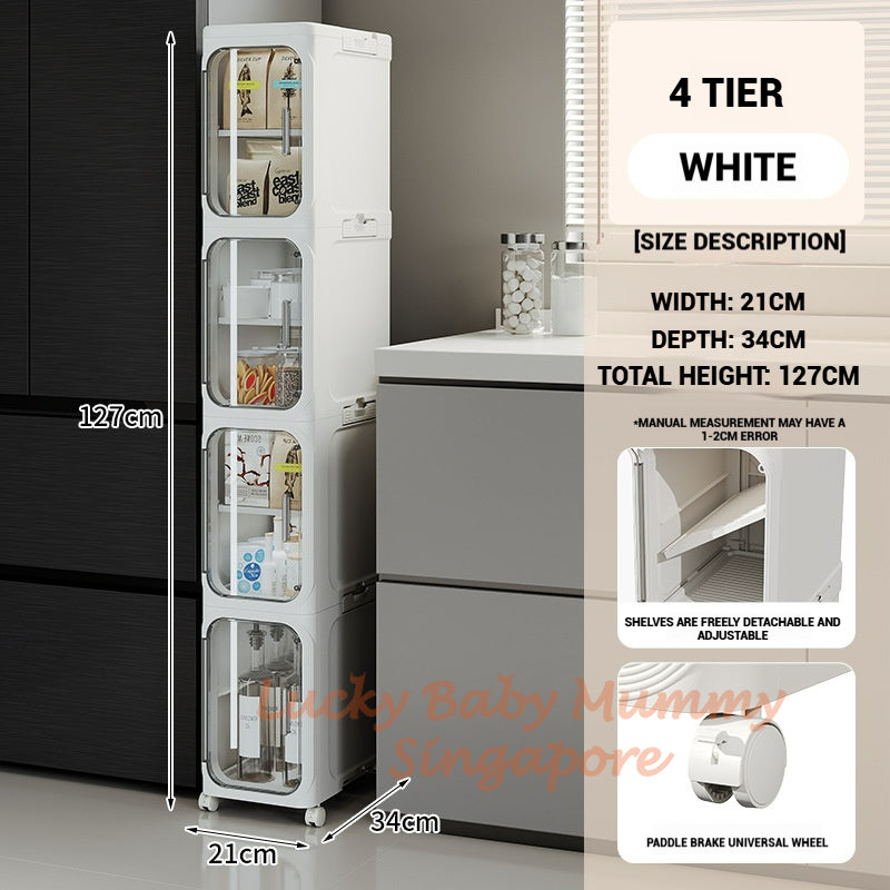 Narrow Space Multi-Layer Storage Cabinet, Compact Organizer for Bathroom, Kitchen, Laundry Room