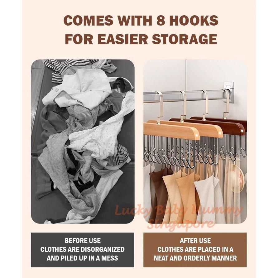 Wave Pants Hanger Multifunctional Wood Rotatable Hook Space Saving Hat Pants Sock Garment Storage Household