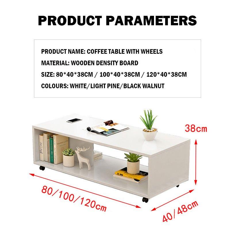Movable Coffee Table with Wheels