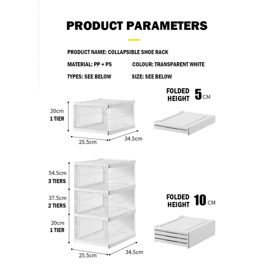 Foldable Transparent Shoe Rack