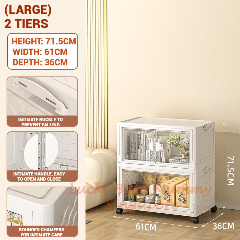 Installation Free Foldable Storage Cabinet with Wheels