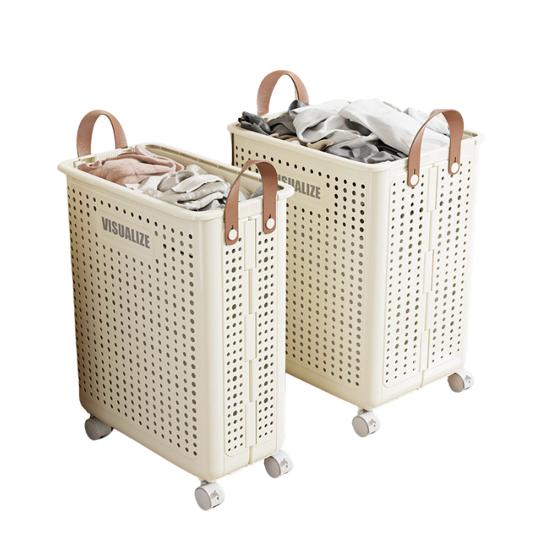 Foldable Laundry Basket With Leather Handles