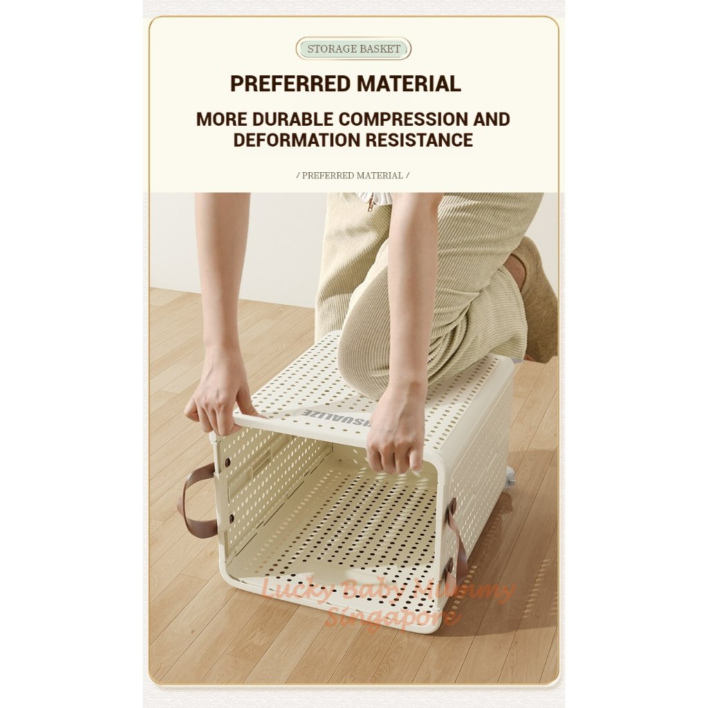 Foldable Laundry Basket With Leather Handles