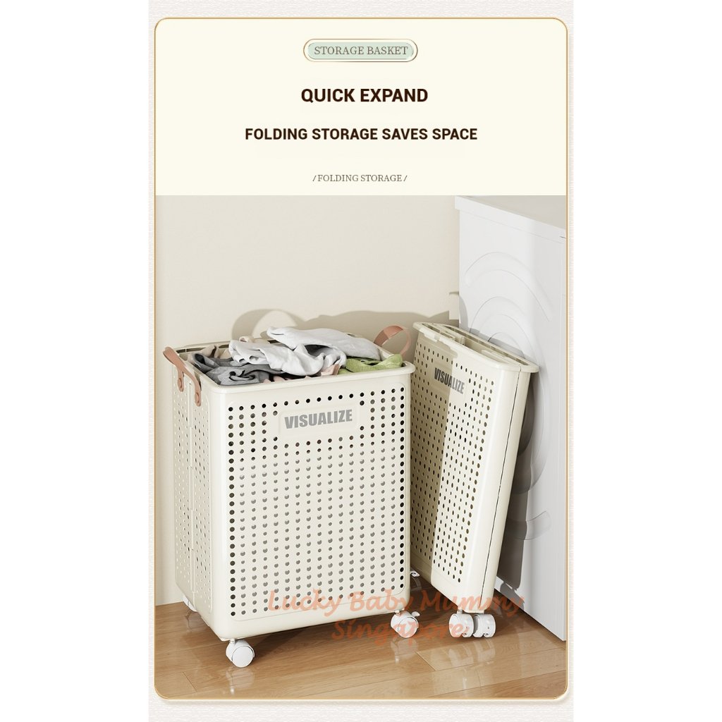 Foldable Laundry Basket With Leather Handles