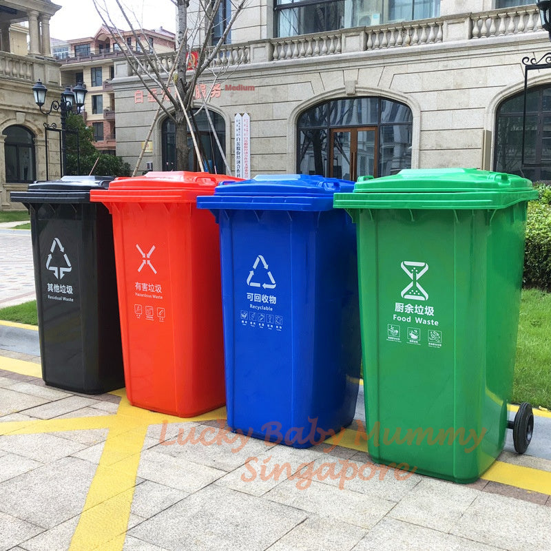 Large Outdoor Trash Bin with Wheels/100L,120L Dustbin for Waste Sorting, Recycling,Commercial Use