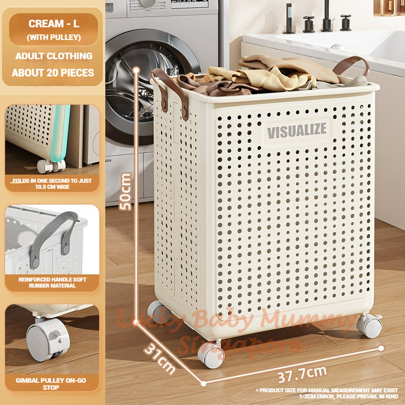 Foldable Laundry Basket With Leather Handles