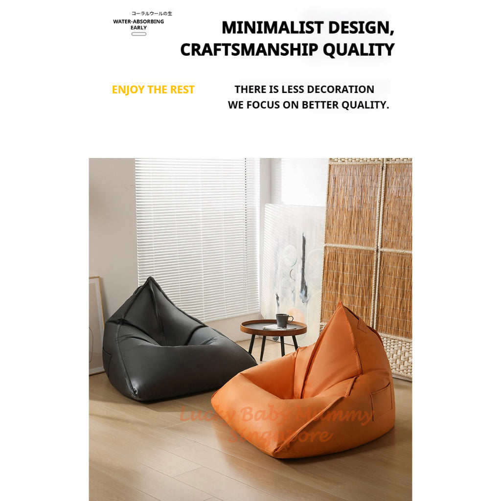 S10 Triangle Lazy Bean Bag Modern Sofa Chair – Lounger Seat for Living Room & Bedroom Waterproof PU Leather