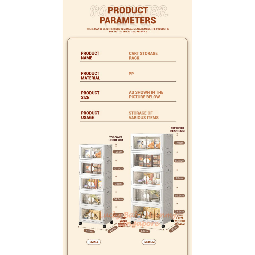 Installation Free Foldable Storage Cabinet with Wheels