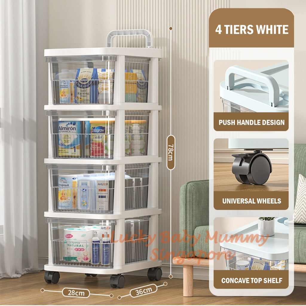 Storage Cart with Handle Wheels