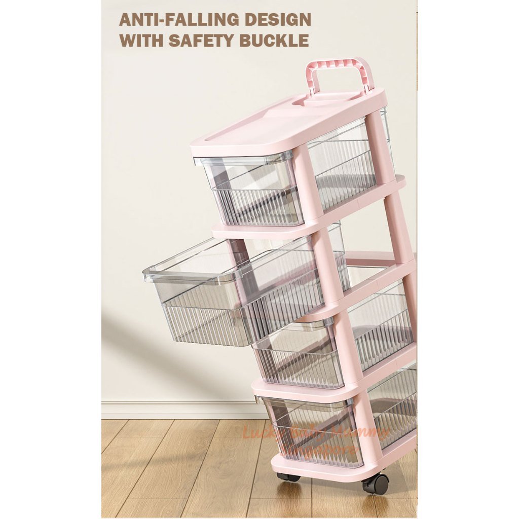 Storage Cart with Handle Wheels