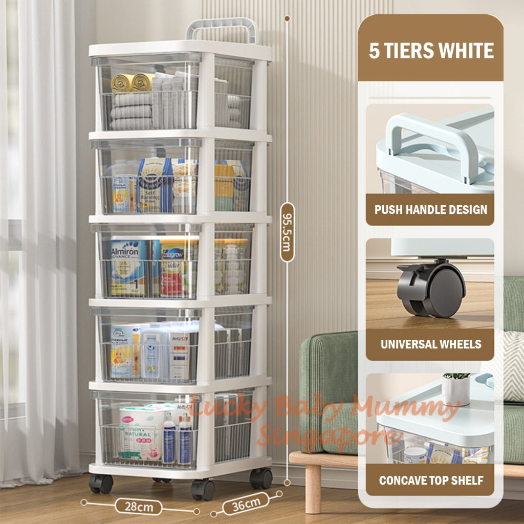 Storage Cart with Handle Wheels