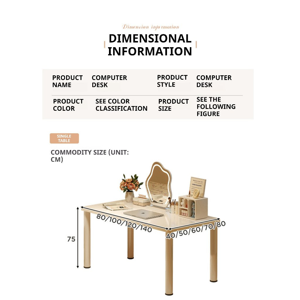 Rectangular Simple Modern Study Computer Office Household Table Writing Desk Living Room Foot Pad Adjustable