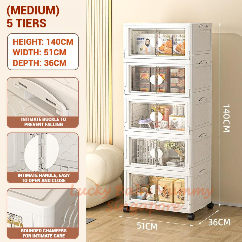 Installation Free Foldable Storage Cabinet with Wheels