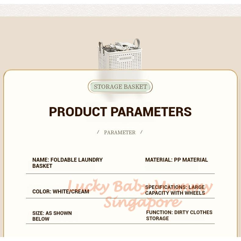 Foldable Laundry Basket With Leather Handles