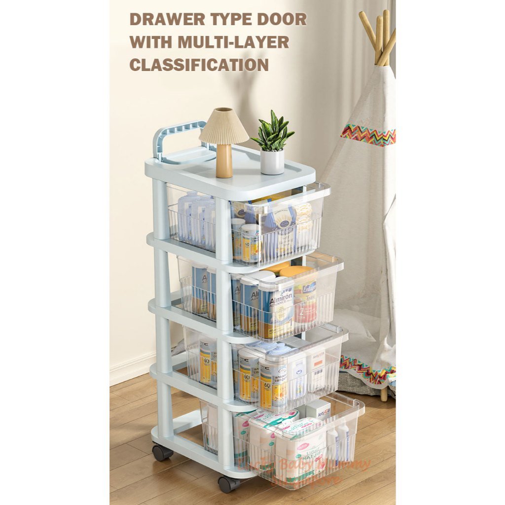 Storage Cart with Handle Wheels