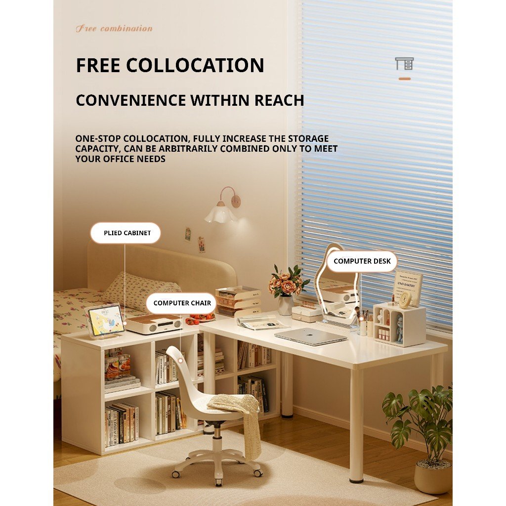 Rectangular Simple Modern Study Computer Office Household Table Writing Desk Living Room Foot Pad Adjustable