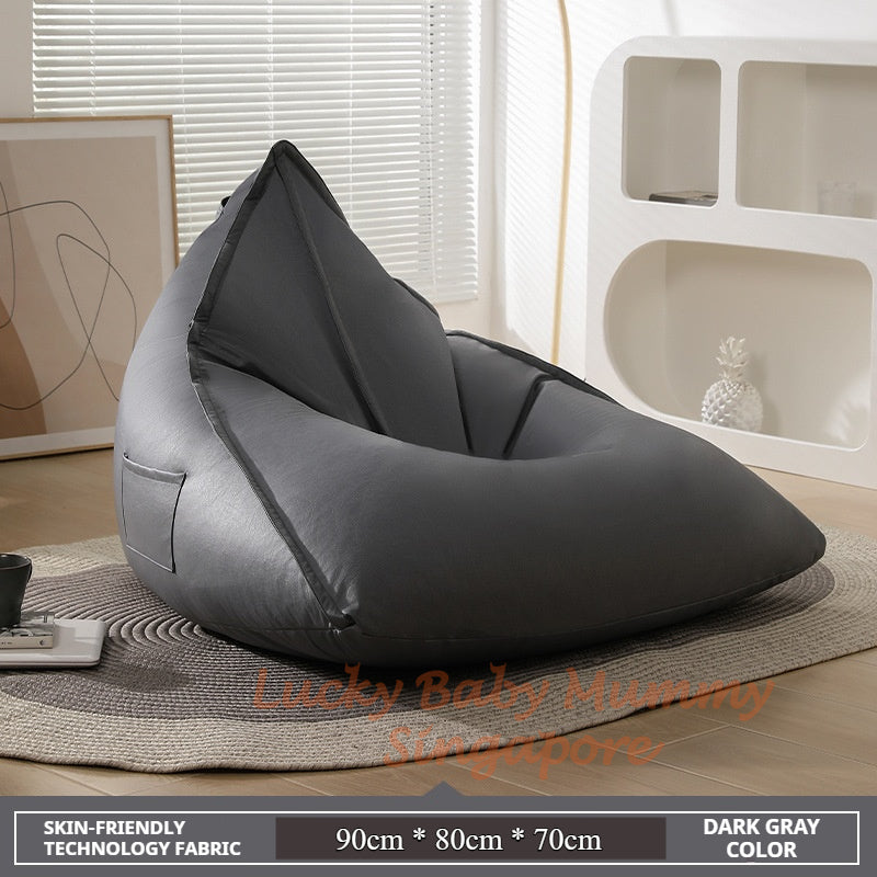S10 Triangle Lazy Bean Bag Modern Sofa Chair – Lounger Seat for Living Room & Bedroom Waterproof PU Leather