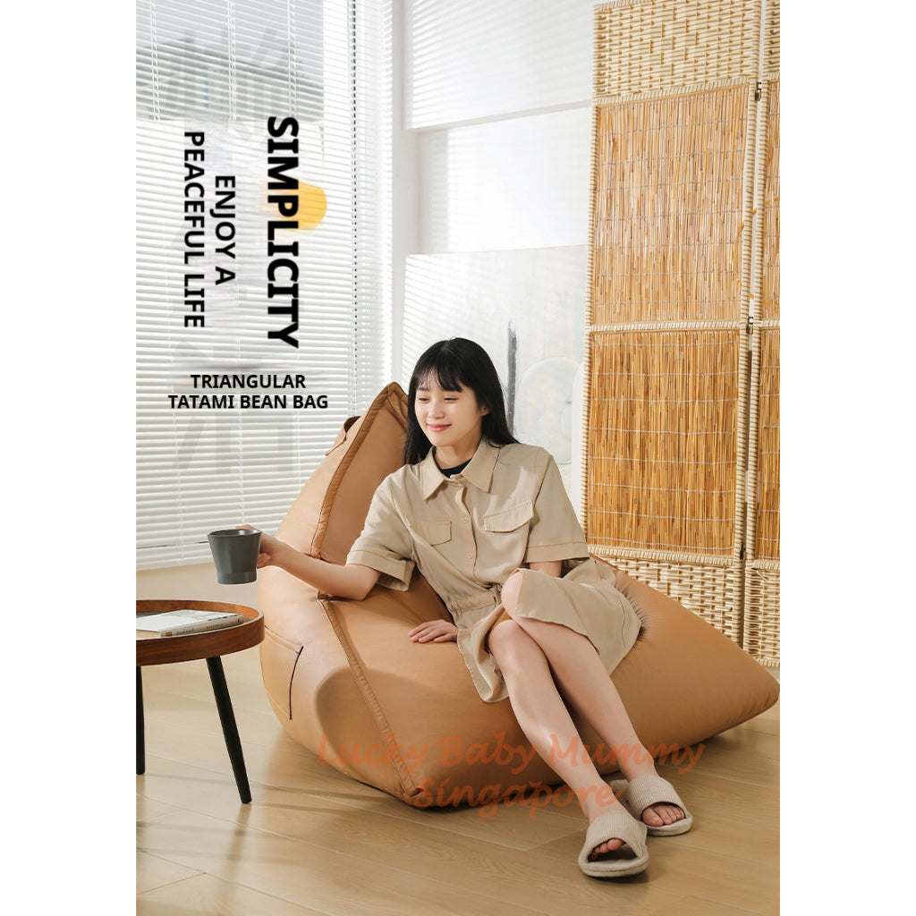 S10 Triangle Lazy Bean Bag Modern Sofa Chair – Lounger Seat for Living Room & Bedroom Waterproof PU Leather