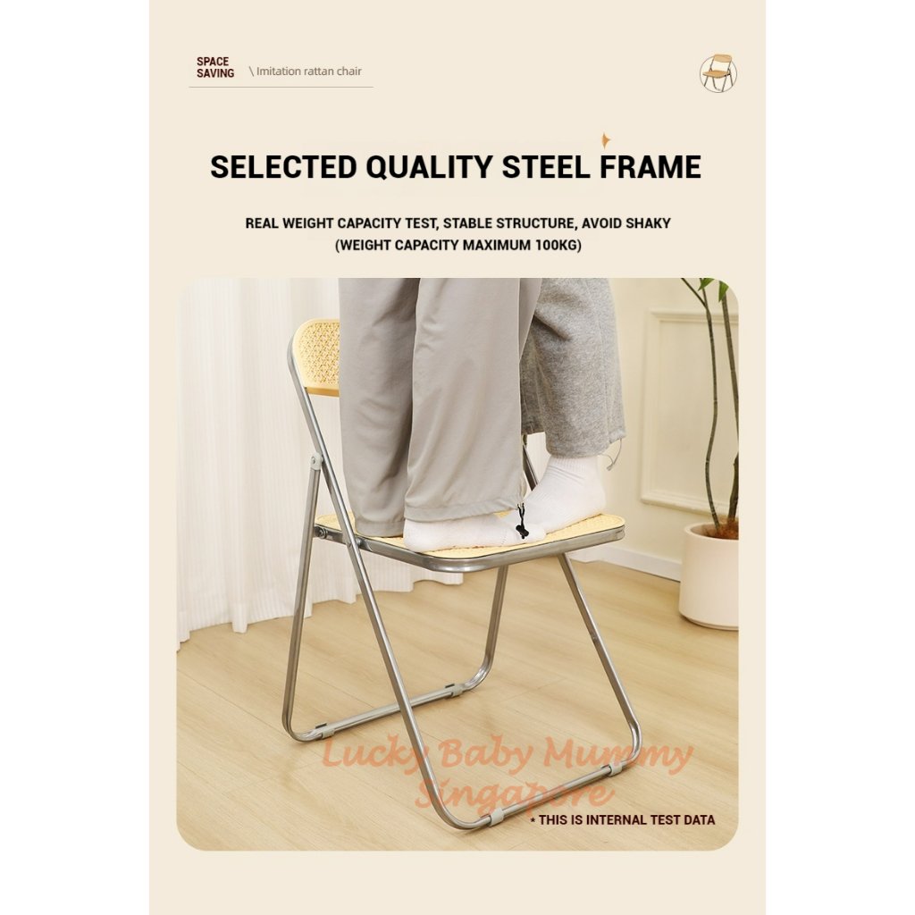 Rattan Design Foldable Chair with Steels Frame