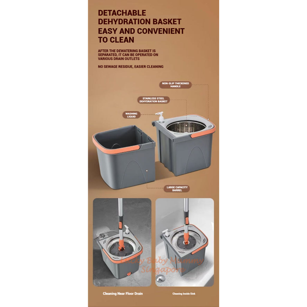 Detachable Spin Mop Set / Clean Dirty Split Water Spin Mop