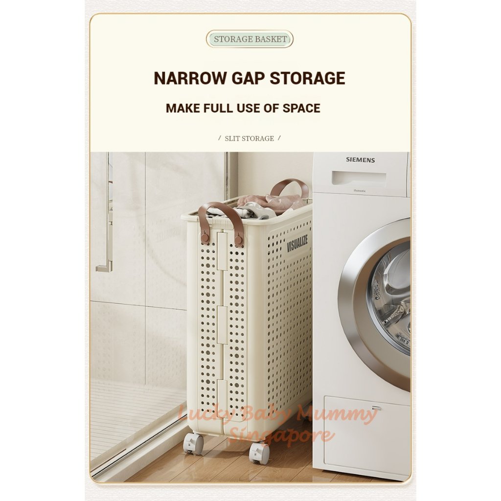 Foldable Laundry Basket With Leather Handles