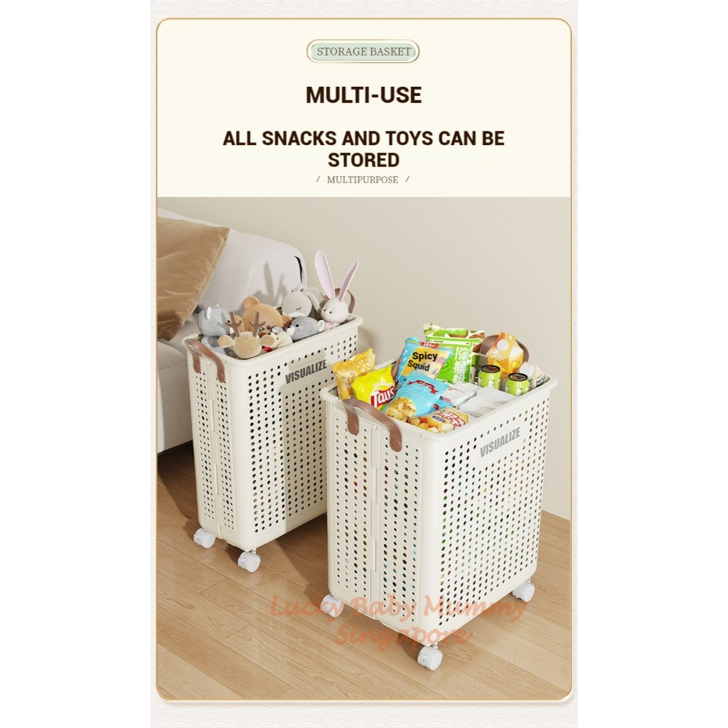 Foldable Laundry Basket With Leather Handles