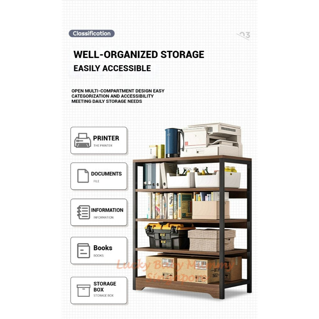 Wooden Bookshelf Storage Rack