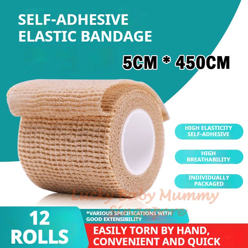 12 rolls Self-Adhesive Elastic Bandage Wrap/Waterproof Breathable Injury Tape for outdoor sports