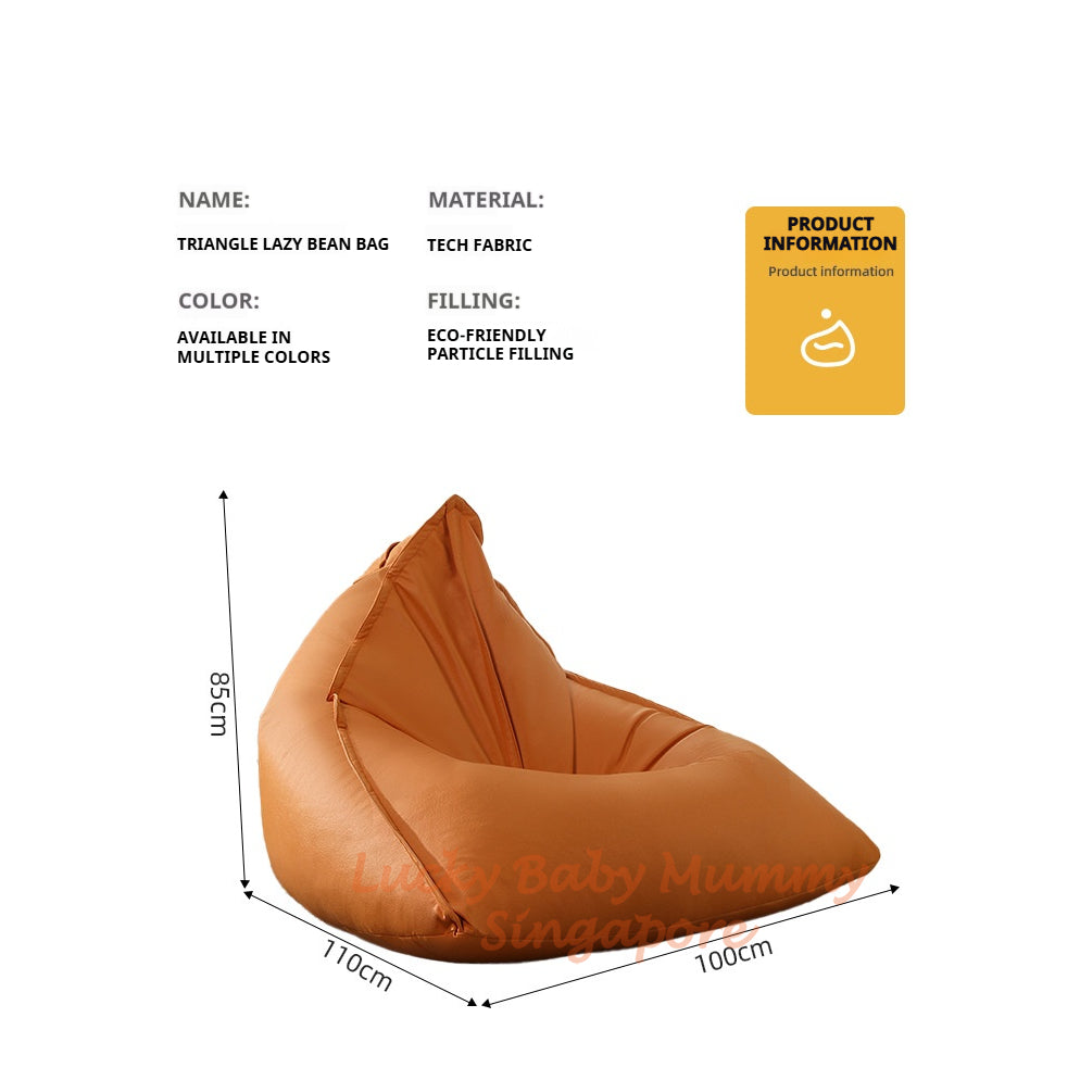 S10 Triangle Lazy Bean Bag Modern Sofa Chair – Lounger Seat for Living Room & Bedroom Waterproof PU Leather