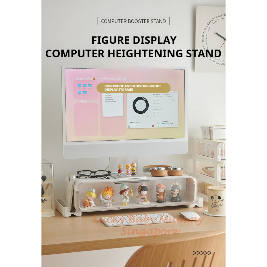Monitor Heightening Stand with Drawer Storage/LED Display Blindbox Desktop Organizer Storage Rack