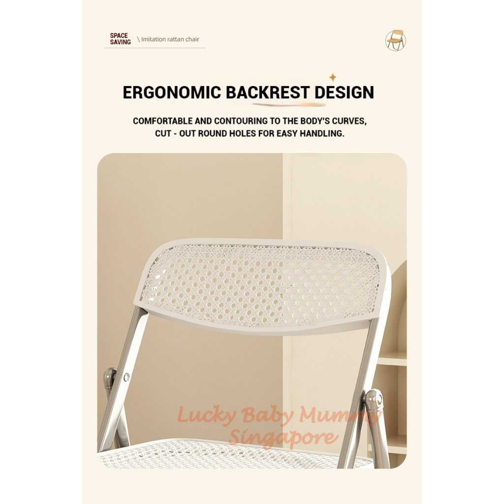Rattan Design Foldable Chair with Steels Frame
