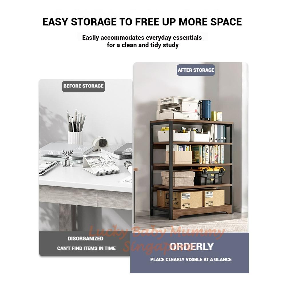 Wooden Bookshelf Storage Rack