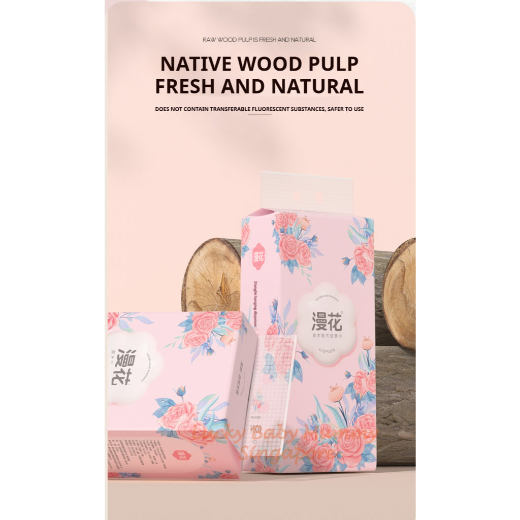 【10 Packs/Box】ManHua Pink Flower Hanging Paper Towel