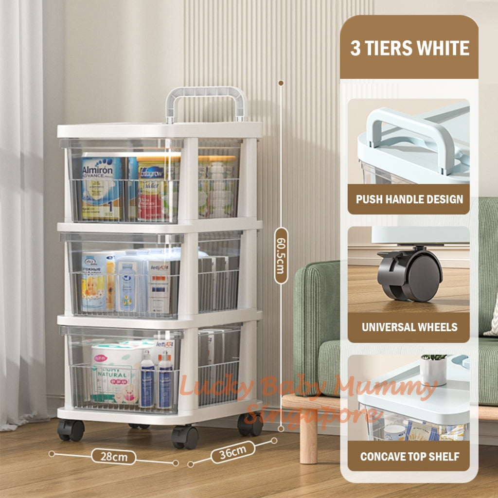 Storage Cart with Handle Wheels