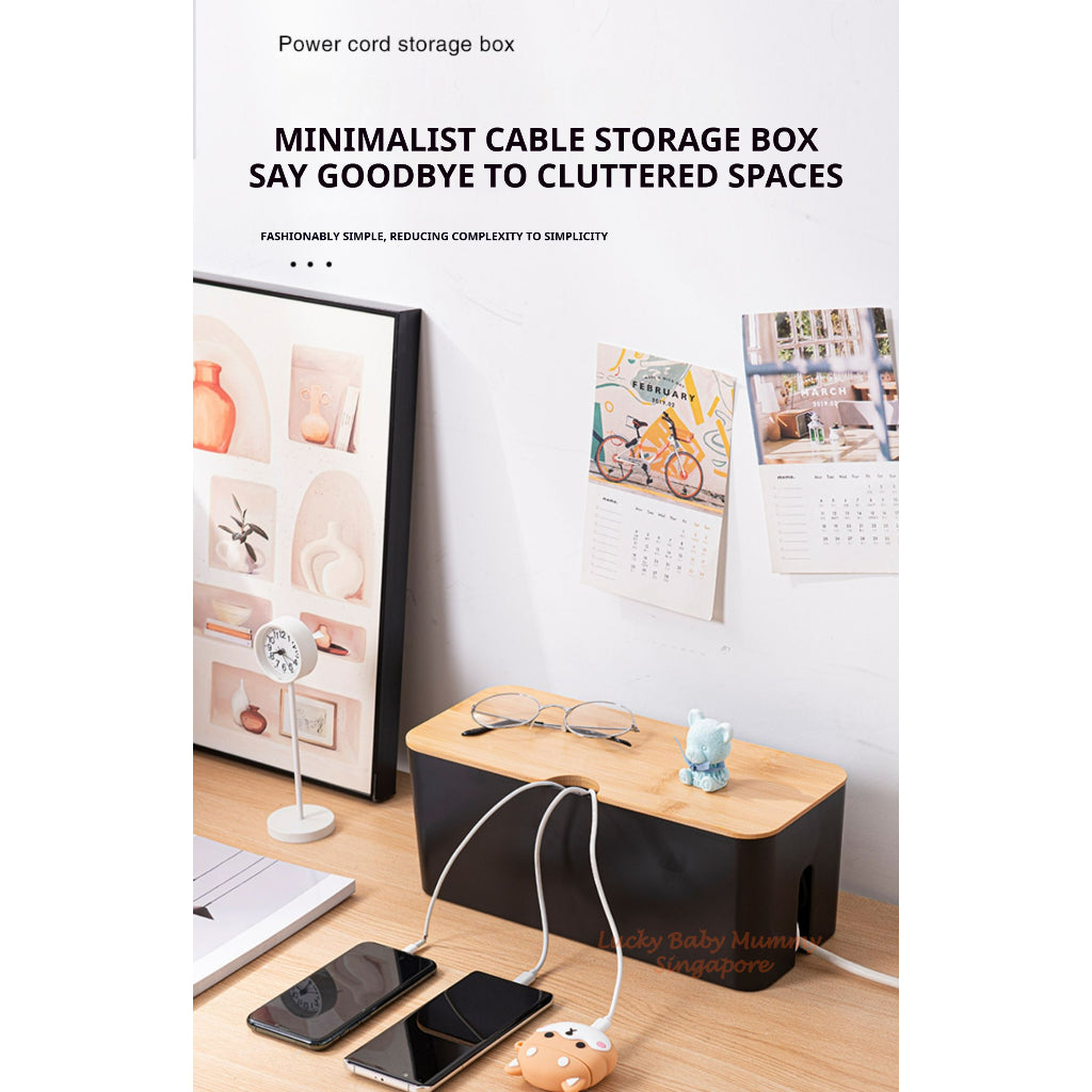 Cable Storage Box/Extension Wire Plug Minimalist Organizer Box for Desk Power Strip Management