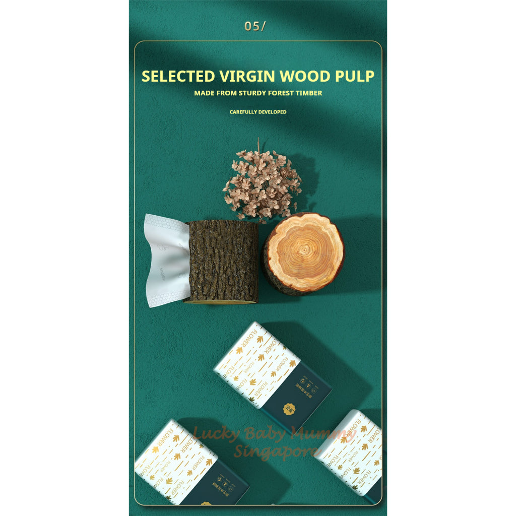 【24 Packs/ Box】ManHua Green Peacock 4-Ply 400 Sheets/Pack Thick Facial Drawing Tissues