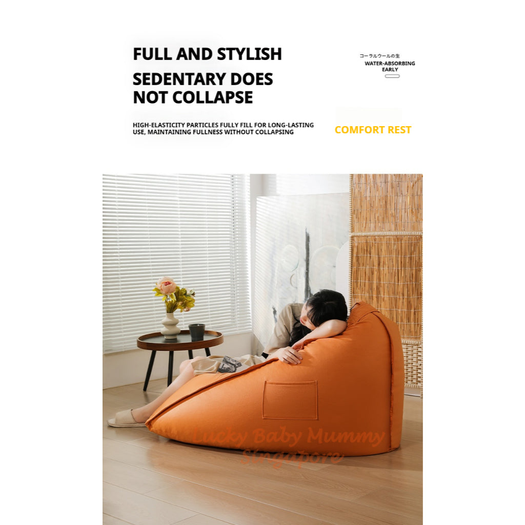 S10 Triangle Lazy Bean Bag Modern Sofa Chair – Lounger Seat for Living Room & Bedroom Waterproof PU Leather