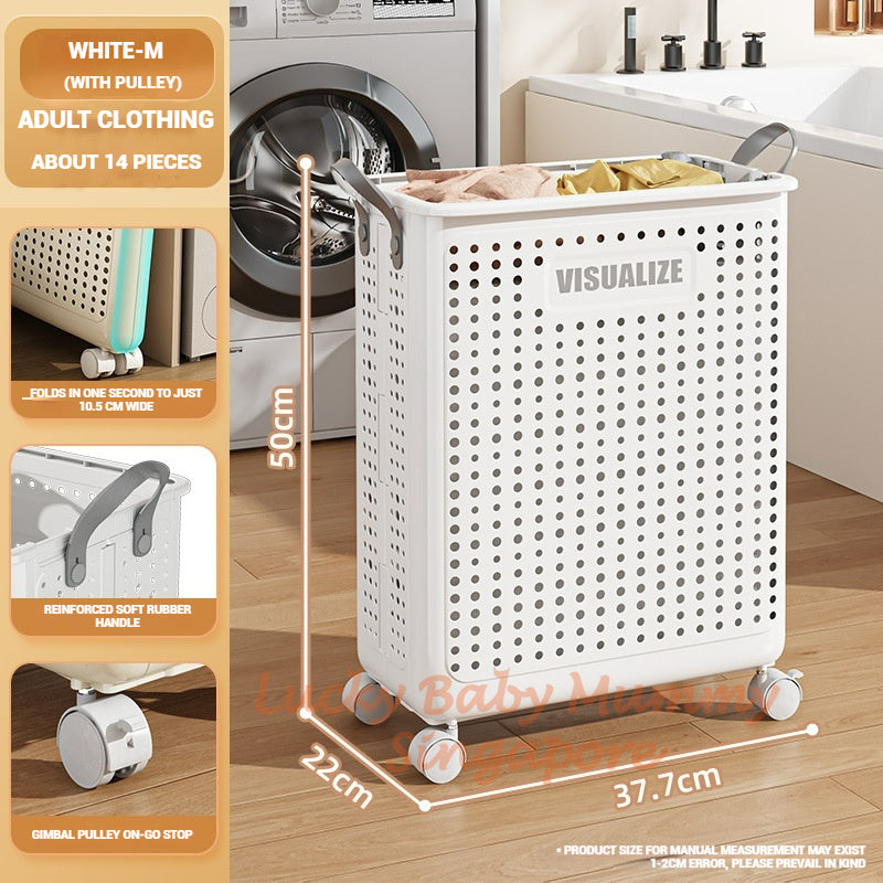 Foldable Laundry Basket With Leather Handles