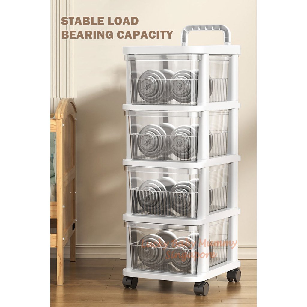Storage Cart with Handle Wheels