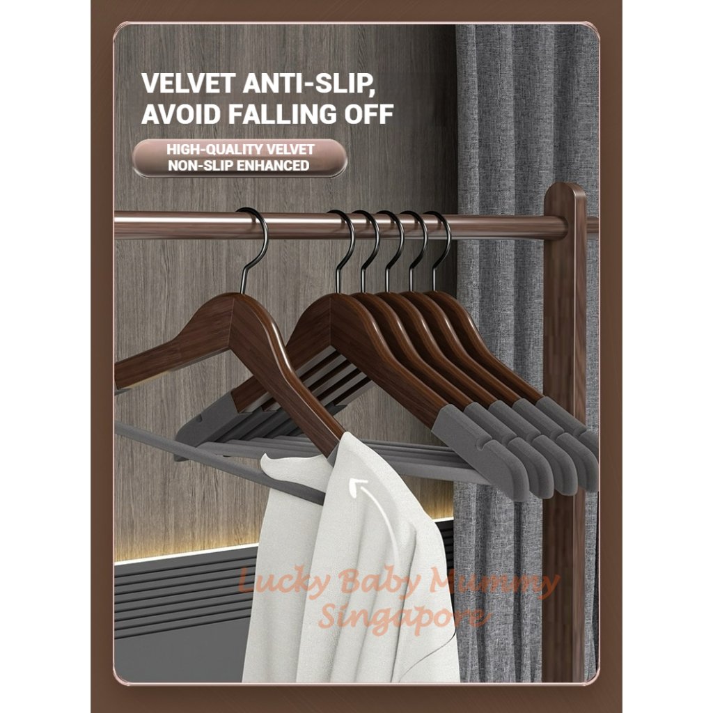 Velvet Anti - Slips Wood Hangers