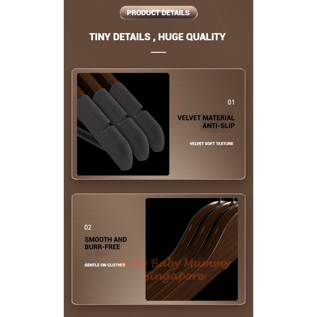 Velvet Anti - Slips Wood Hangers
