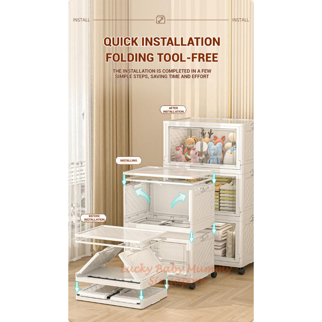 Installation Free Foldable Storage Cabinet with Wheels